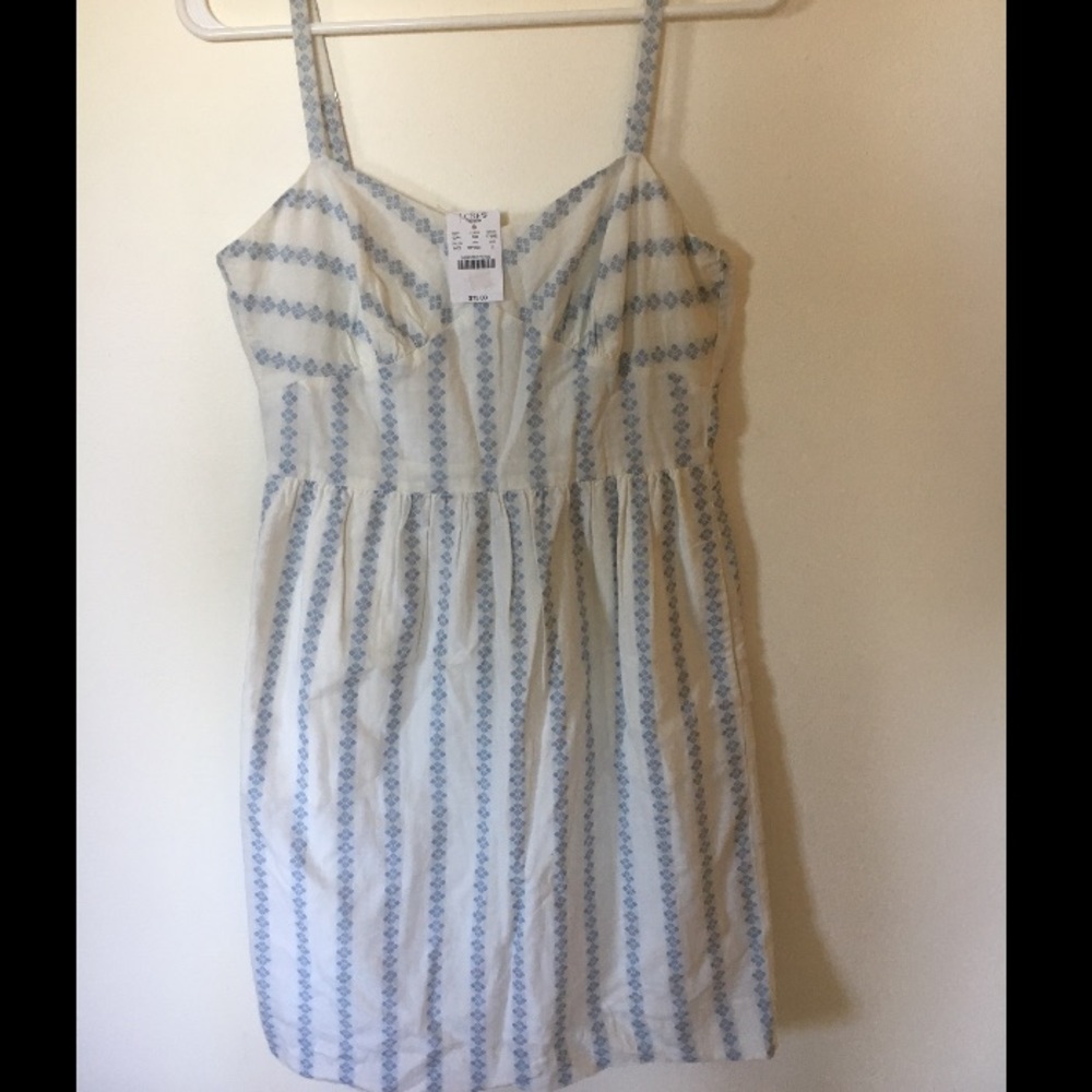 COPY - NWT J Crew Factory White and Blue Patterned Dress